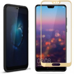Kit Estuche Fibra Carbono Huawei P20 Lite Negro + Vidrio Dor (Entrega Inmediata)