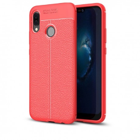 Kit Protector Tipo Cuero Huawei P20 Lite Rojo+ Vidrio Negro (Entrega Inmediata)