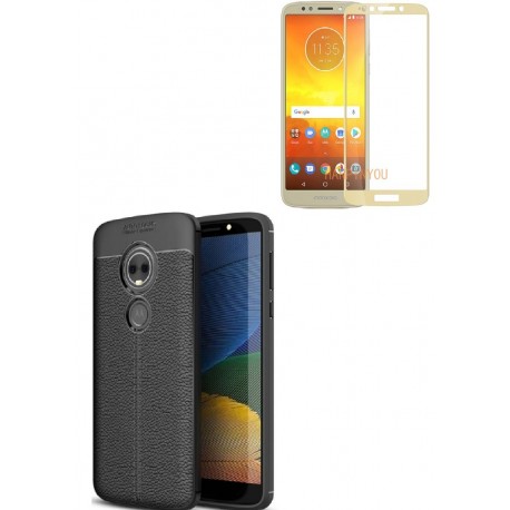 Kit Protector Lujo Motorola E5 / G6 Play Negro + Vidrio Dora (Entrega Inmediata)