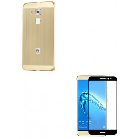 Kit Bumper Dorado + Vidrio 3d Negro Huawei Nova Plus (Entrega Inmediata)