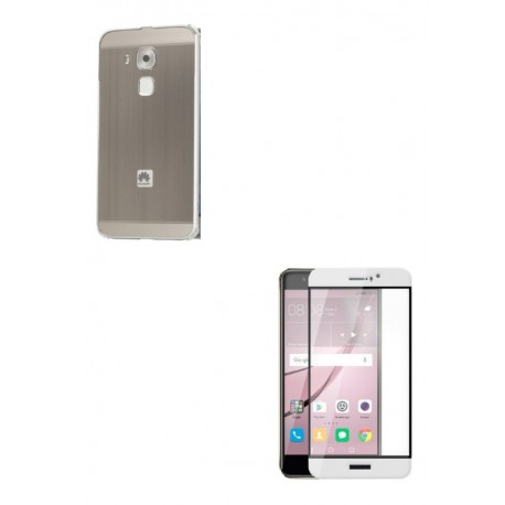 Kit Bumper Plateado + Vidrio 3d Blanco Huawei Nova Plus (Entrega Inmediata)