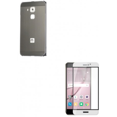 Kit Bumper Negro + Vidrio 3d Blanco Huawei Nova Plus (Entrega Inmediata)