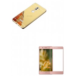 Kit Aluminio Dorado + Vidrio Rosado Huawei Mate 9 Lite (Entrega Inmediata)