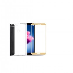 Kit Protector Estuche Slim Huawei P Smart + Vidrio Dorado (Entrega Inmediata)
