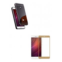 Kit Estuche Bumper Negro + Vidrio Dorado Xiaomi Redmi Note 4 (Entrega Inmediata)