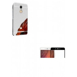 Kit Estuche Bumper Plata + Vidrio Negro Xiaomi Redmi Note 4 (Entrega Inmediata)