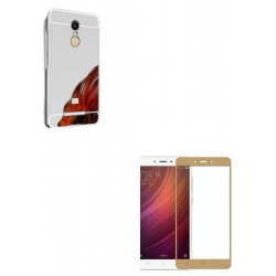 Kit Estuche Bumper Plata + Vidrio Dorado Xiaomi Redmi Note 4 (Entrega Inmediata)