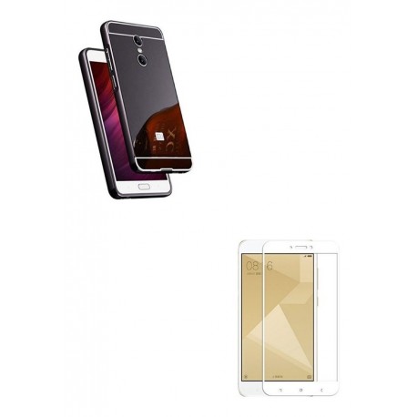 Kit Estuche Bumper Negro + Vidrio Blanco Xiaomi Redmi Note 4 (Entrega Inmediata)