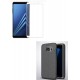Kit Protector Tpu Cuero Samsung A8 2018 Negro + Vidrio Blanc (Entrega Inmediata)