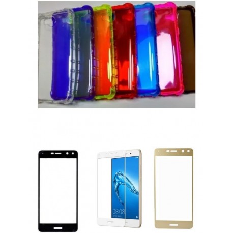 Kit Estuche Silicona Colores + Vidrio 3d Huawei Y5 2017 (Entrega Inmediata)