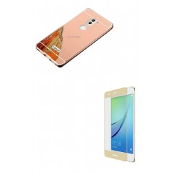 Kit Aluminio Rosado + Vidrio Dorado Huawei Mate 9 Lite (Entrega Inmediata)