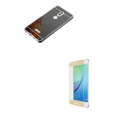 Kit Aluminio Negro + Vidrio Dorado Huawei Mate 9 Lite (Entrega Inmediata)