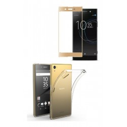 Kit Protector Slim Sony Xperia Xa1 Plus + Curvo Dorado (Entrega Inmediata)