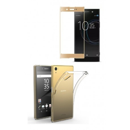 Kit Protector Slim Sony Xperia Xa1 Plus + Curvo Dorado (Entrega Inmediata)