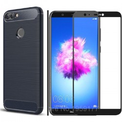 Kit Protector Fibra Carbono Huawei P Smart Negro+ Vidrio Ng (Entrega Inmediata)