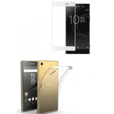 Kit Protector Slim Sony Xperia Xa1 Plus + Curvo Blanco (Entrega Inmediata)