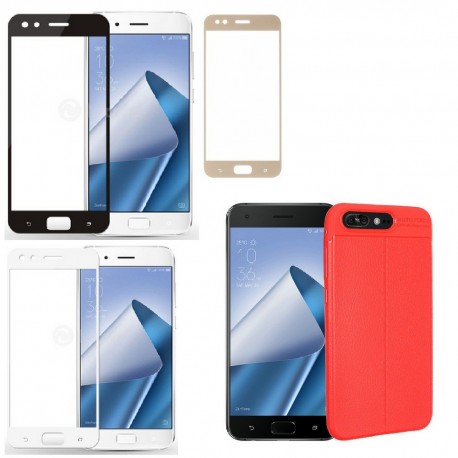 Kit Protector Cuero Zenfone 4 Pro Zs551kl Rojo + Vidrio 3d (Entrega Inmediata)