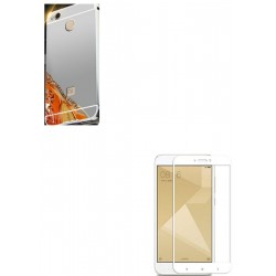Kit Estuche Bumper Plateado + Vidrio Blanco Xiaomi Redmi 4x (Entrega Inmediata)