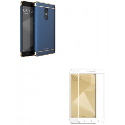 Kit Estuche Acrilico Azul + Vidrio Blanco Redmi Note 4x (Entrega Inmediata)
