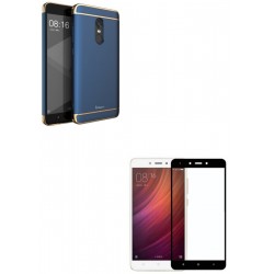 Kit Estuche Acrilico Azul + Vidrio Negro Redmi Note 4x (Entrega Inmediata)