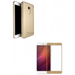 Kit Estuche Acrilico Dorado + Vidrio Dorado Redmi Note 4x (Entrega Inmediata)
