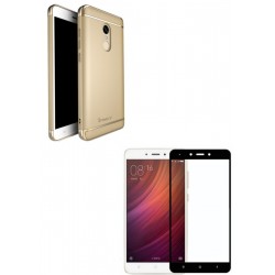 Kit Estuche Acrilico Dorado + Vidrio Negro Redmi Note 4x (Entrega Inmediata)