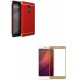 Kit Estuche Acrilico Rojo + Vidrio Dorado Redmi Note 4x (Entrega Inmediata)