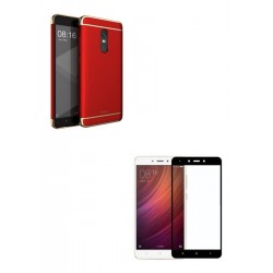 Kit Estuche Acrilico Rojo + Vidrio Negro Redmi Note 4x (Entrega Inmediata)