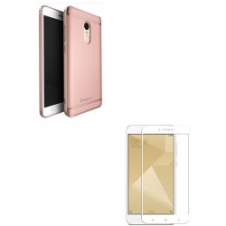 Kit Estuche Acrilico Rosado + Vidrio Blanco Redmi Note 4x (Entrega Inmediata)