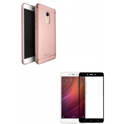 Kit Estuche Acrilico Rosado + Vidrio Negro Redmi Note 4x (Entrega Inmediata)