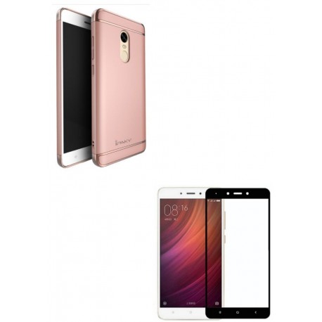 Kit Estuche Acrilico Rosado + Vidrio Negro Redmi Note 4x (Entrega Inmediata)