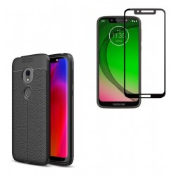 Kit Protector Tpu Cuero Motorola Moto 67 Play + Vidrio 6d (Entrega Inmediata)