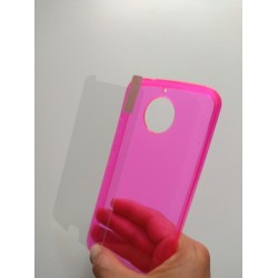 Kit Protector Silicona Rosado + Vidrio Motorola G5s Plus (Entrega Inmediata)