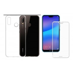 Kit Funda Protector Silicona Huawei P20 Lite + Vidrio Blanc (Entrega Inmediata)
