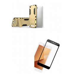 Kit Anti Impacto Dorado + Vidrio Negro Xiaomi Redmi 5a (Entrega Inmediata)