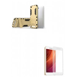 Kit Anti Impacto Dorado + Vidrio Blanco Xiaomi Redmi 5a (Entrega Inmediata)