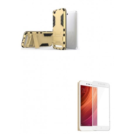 Kit Anti Impacto Dorado + Vidrio Blanco Xiaomi Redmi 5a (Entrega Inmediata)