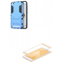 Kit Anti Impacto Azul + Vidrio Dorado Xiaomi Redmi 5a (Entrega Inmediata)