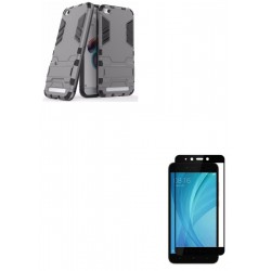 Kit Anti Impacto Gris + Vidrio Negro Xiaomi Redmi 5a (Entrega Inmediata)