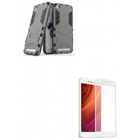 Kit Anti Impacto Gris + Vidrio Blanco Xiaomi Redmi 5a (Entrega Inmediata)