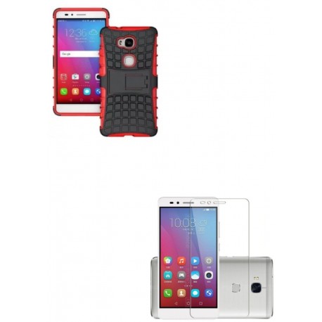 Kit Estuche Armadura Rojo + Vidrio Plano Huawei Gr5 (Entrega Inmediata)