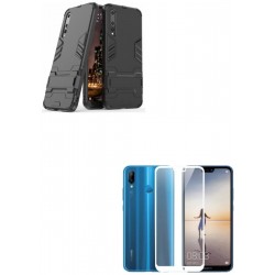 Kit Estuche Anti Impacto Negro + Vidrio 3d Blanco Huawei P20 (Entrega Inmediata)