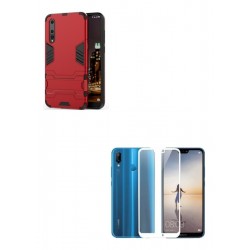 Kit Estuche Anti Impacto Rojo + Vidrio 3d Blanco Huawei P20 (Entrega Inmediata)