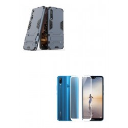 Kit Estuche Anti Impacto Azul + Vidrio 3d Blanco Huawei P20 (Entrega Inmediata)