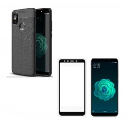 Kit Estuche Antiimpacto Tipo Cuero Xiaomi Mi A2 + Vidrio 5d (Entrega Inmediata)