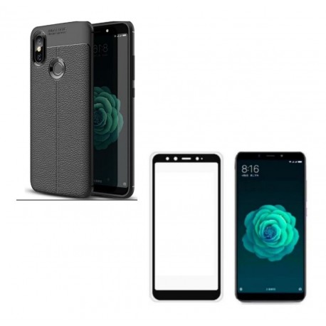 Kit Estuche Antiimpacto Tipo Cuero Xiaomi Mi A2 + Vidrio 5d (Entrega Inmediata)