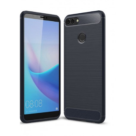 Protector Fibra Carbono Original Huawei Y9 2018 Azul (Entrega Inmediata)