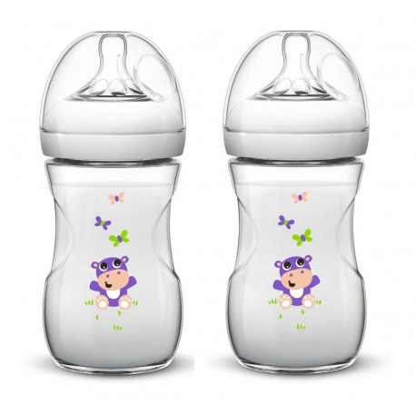 Avent Tetero Biberon Natural 9oz 260ml 1m+ Hipopotamo X2 Und (Entrega Inmediata)