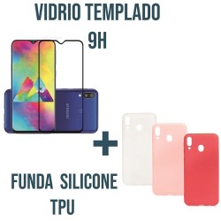 Estuche Silicona Tpu + Vidrio 9h Samsung M20 (Entrega Inmediata)