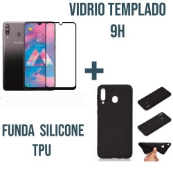 Estuche Silicona Tpu + Vidrio 9h Para Samsung M30 (Entrega Inmediata)